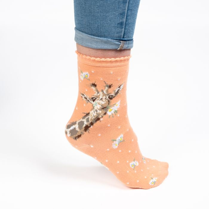 Wrendale Giraffe Sock - Flowers