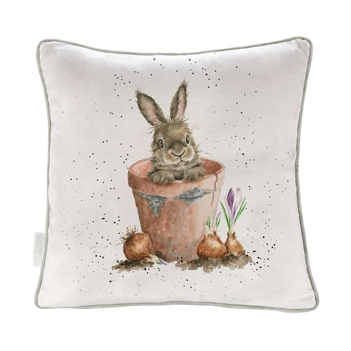 Wrendale The Flower Pot Bunny - 40cm Square Cushion