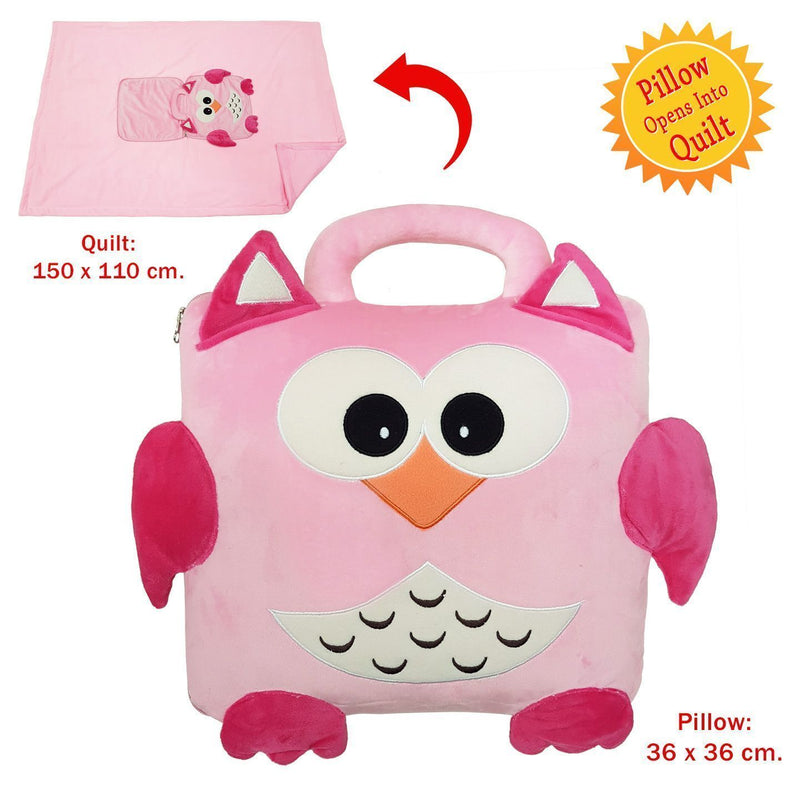 Day Dream Fox Quillow With Handle pink