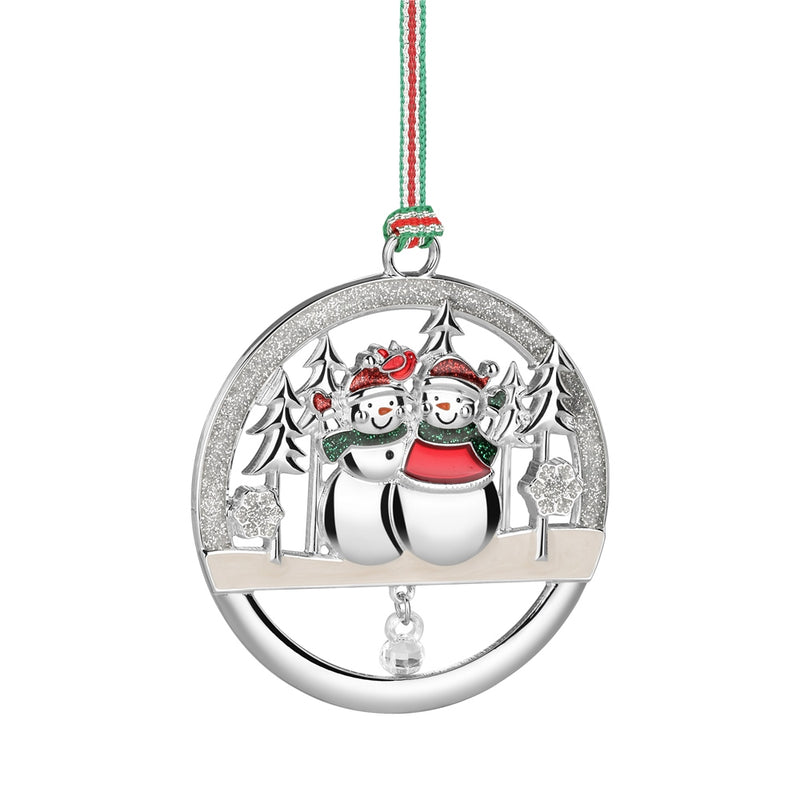 Newbridge Snowman Couple Round Christmas Tree Decoration