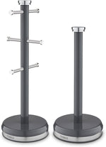 Tower Belle Mug Tree and Towel Pole Set, Stainless Steel, Graphite