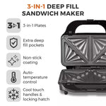 Tower 3 in 1 Deep Filled Sandwich Maker 900W