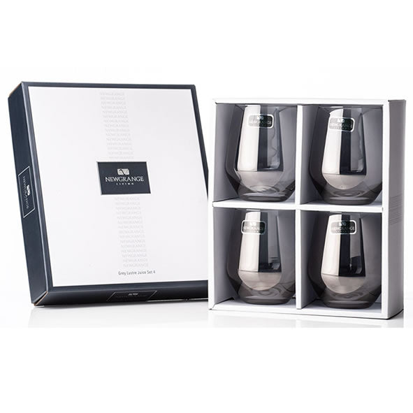 NEWGRANGE GREY LUSTRE JUICE GLASSES, 350CC, SET 4