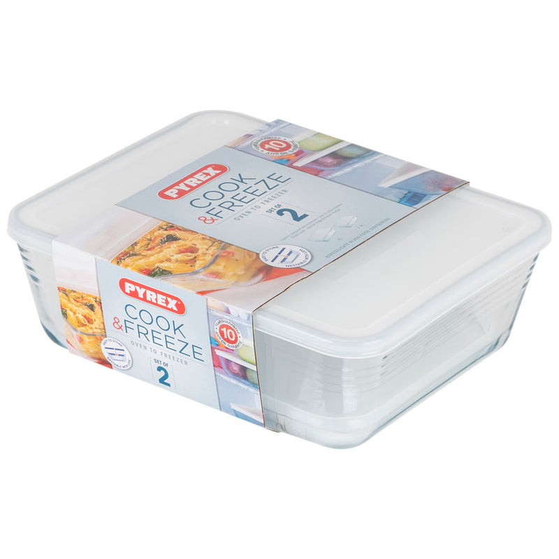 Pyrex Cook & Freeze Storage Set of 2 with Lids Gift Set 4L & 1.5L