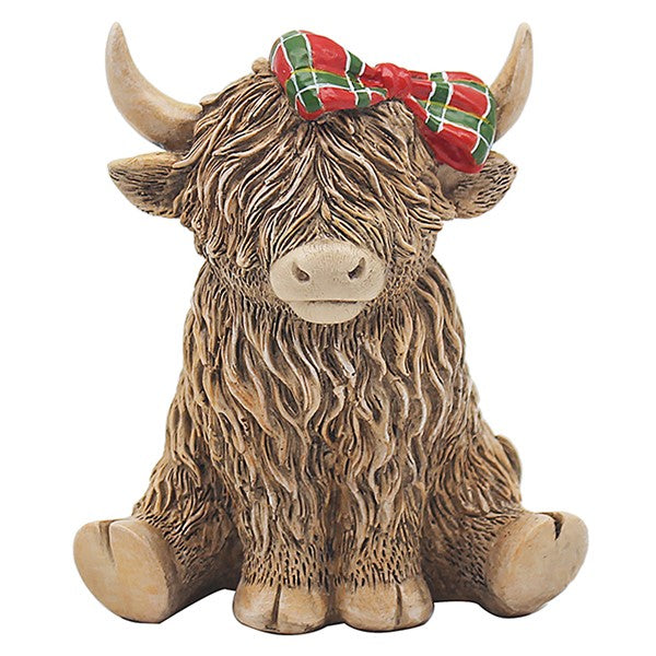 JD Happy Highland Cow Tartan Bow