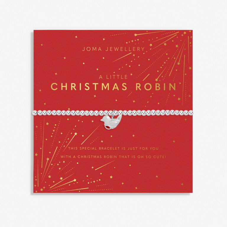 Joma Christmas A Little 'Christmas Robin' Bracelet In Silver Plating