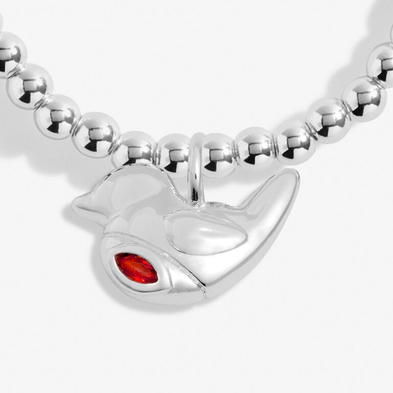 Joma Christmas A Little 'Christmas Robin' Bracelet In Silver Plating