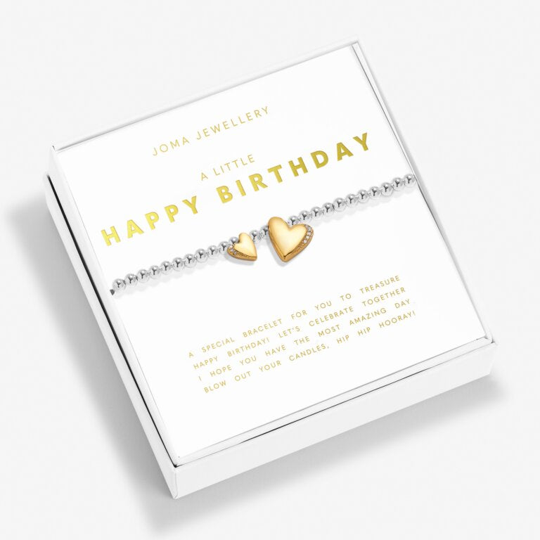 Joma Boxed A Little 'Happy Birthday' Bracelet In Silver And Gold Plating