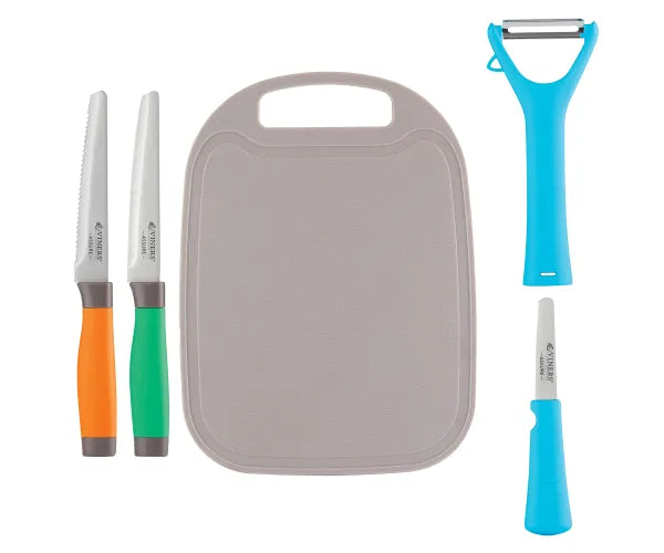 Viners Assure Colour Code Knife, Peeler & Board Set