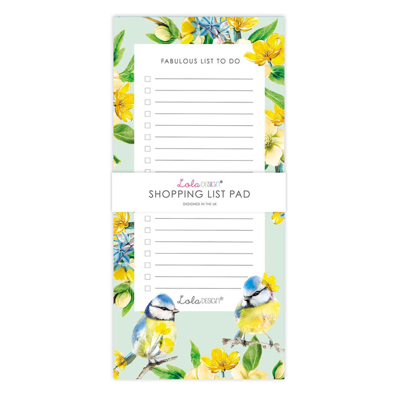 Lola Designs - MAGNETIC TO DO LIST PAD FEATURING BLUE TIT