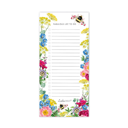 Lola Designs - MAGNETIC TO DO LIST PAD FEATURING BOTANICAL BEE