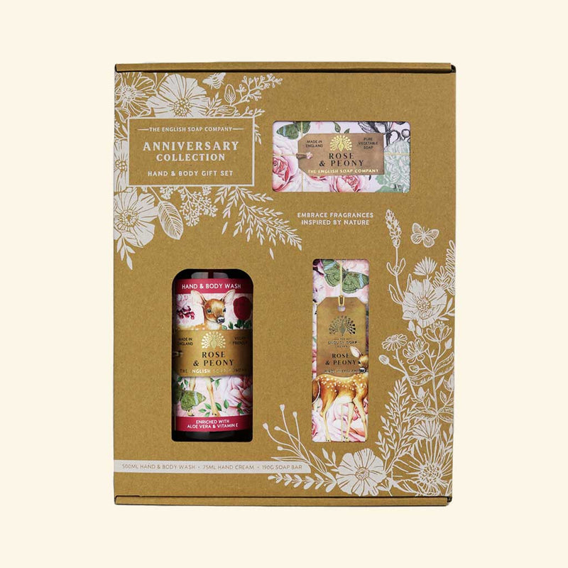 English Soap Company Rose and Peony Hand and Body Gift Box