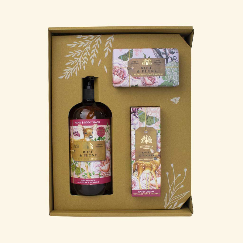 English Soap Company Rose and Peony Hand and Body Gift Box