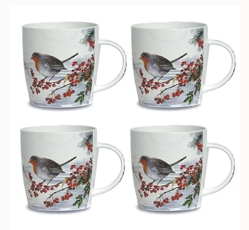 Newgrange Robin Bone China Set of 4 Mugs