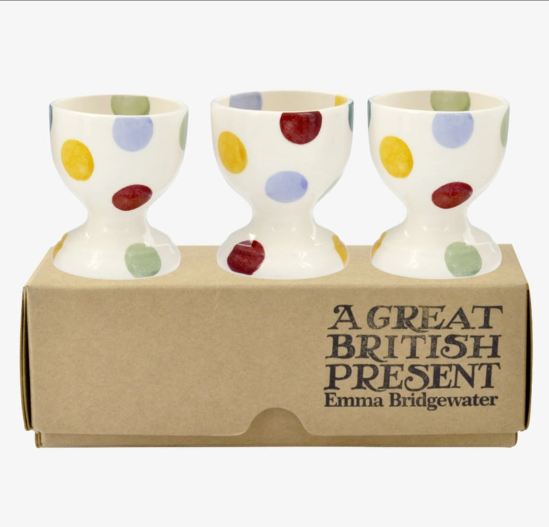 EMMA BRIDGEWATER POLKA DOT SET OF 3 EGG CUPS BOXED