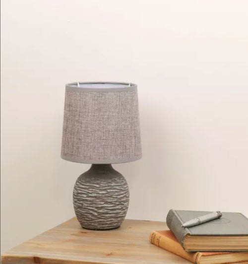 WID Dark Grey Table Lamp with Grey Linen Shade