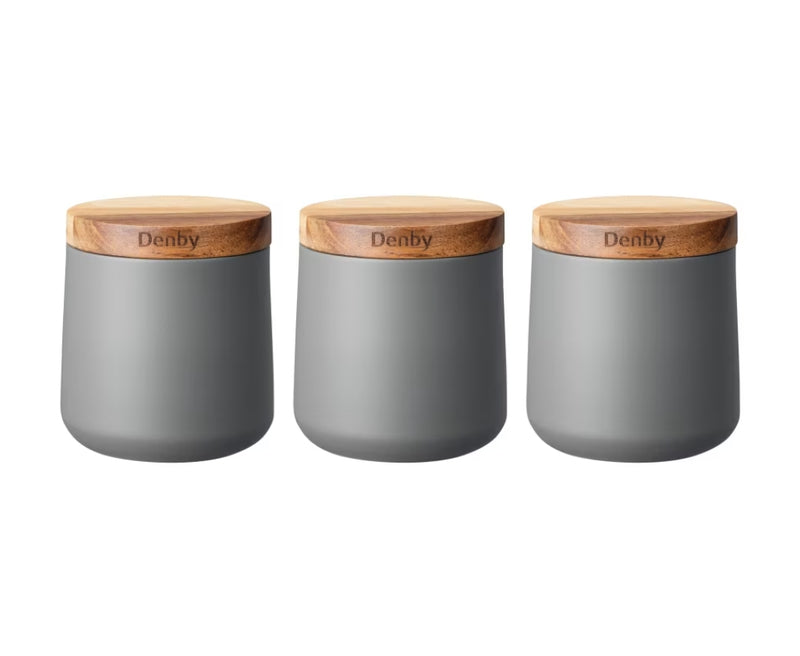 Denby set of 3 grey storage canisters