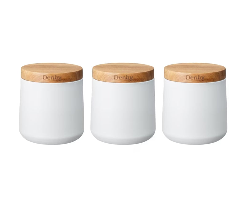 DENBY SET OF 3 WHITE STORAGE CANISTERS