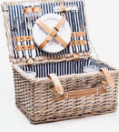 The Grange Collection Luxury Willow Picnic Basket for 4, Rect Style