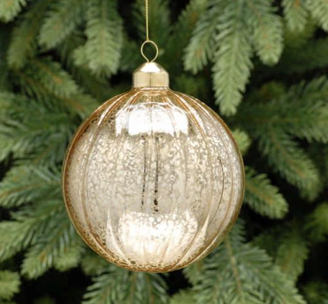 Festive 10cm silver mercury effect / gold glass ball