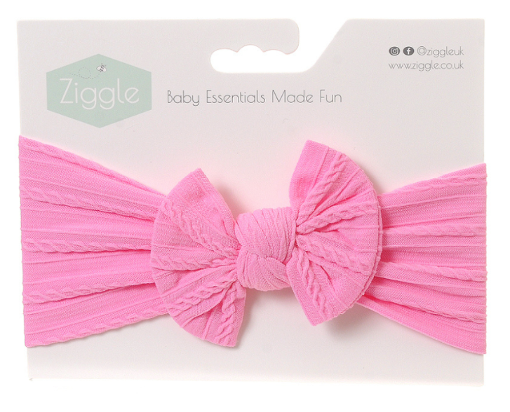 Ziggle Bright Pink Top Bow Turban Headband