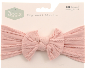 Ziggle Rose Pink Top Bow Turban Headband