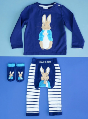 Blade and rose Peter Rabbit navy striped leggings 6/12 months