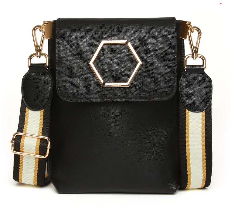 Alice Wheeler Black- Brompton Honeycomb Cross Body Bag