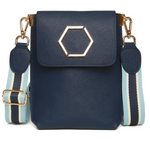 ALICE WHEELER LONDON  Navy - Brompton Honeycomb Cross Body Bag