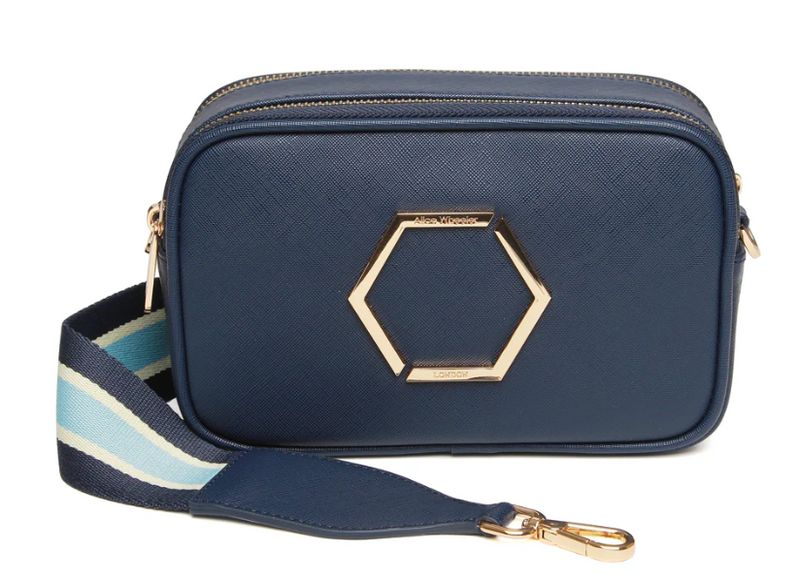 ALICE WHEELER LONDON  Navy - Pimlico Honeycomb Cross Body Bag