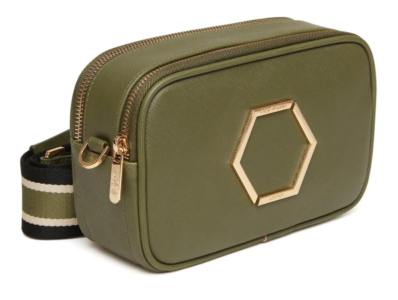 ALICE WHEELER LONDON  Olive - Pimlico Honeycomb Cross Body Bag