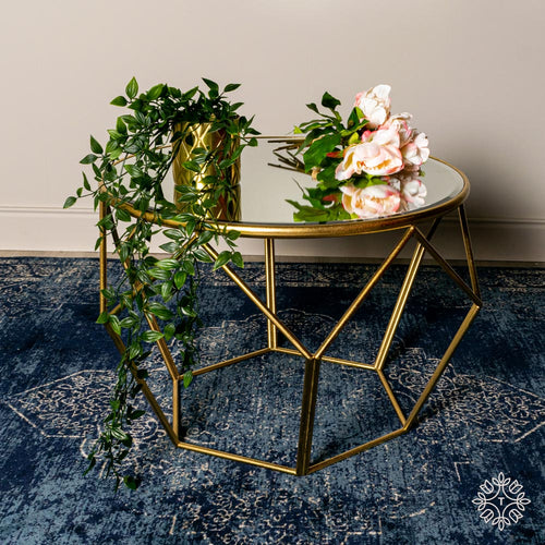 Tara GEOMETRIC END TABLE MIRRORED GOLD