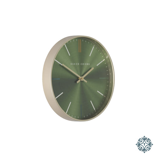 Tara BAKER AND BROWN METALLIC CLOCK GREEN 30CM