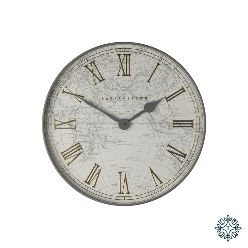 Tara BAKER AND BROWN ATLAS CLOCK WHITE 50CM