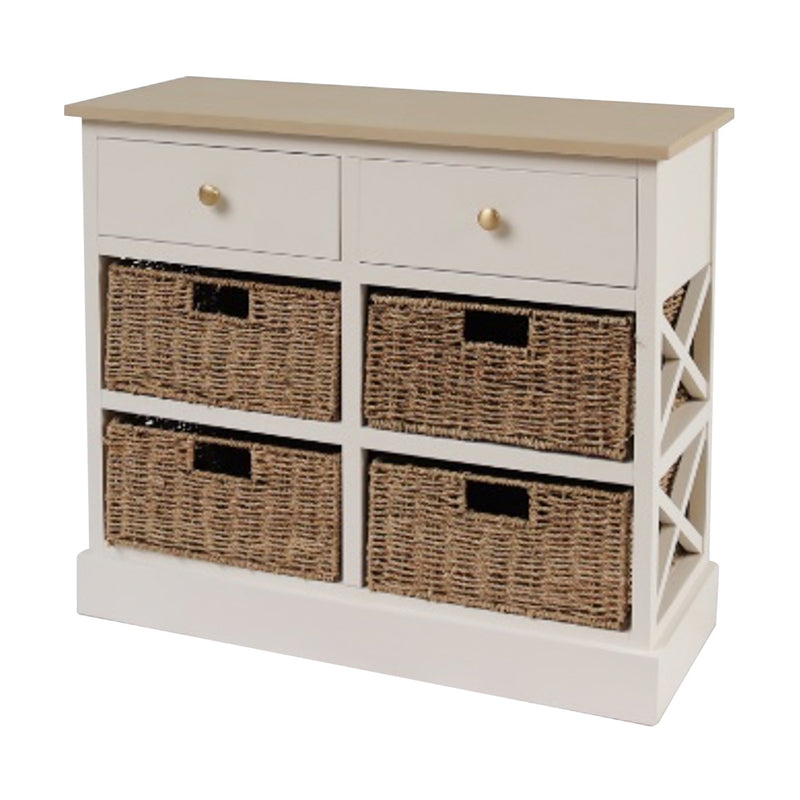 Tara Reno natural/white 2 Drawer 4 basket unit