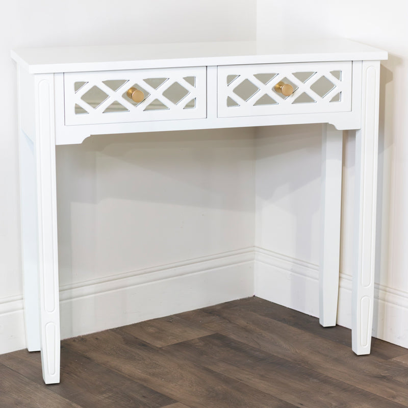 Tara Carla 2 Drawer Mirrored Console Table - White