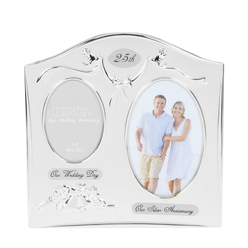 WID PHOTO FRAME 2 TONE SILVER PLATED DOUBLE ANNIVERSARY 25th