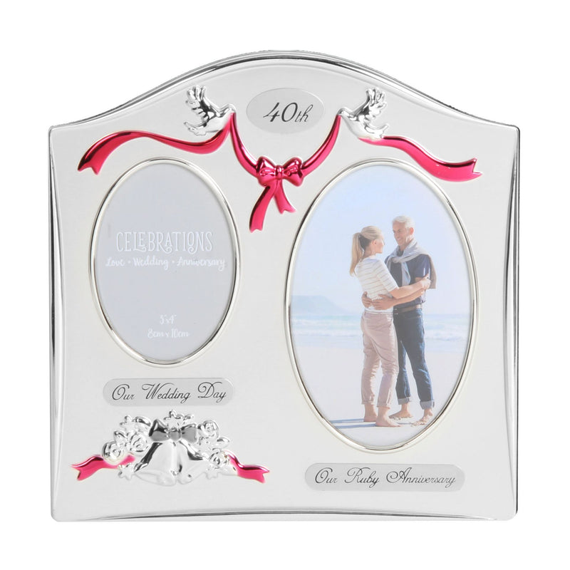 WID PHOTO FRAME 2TONE SILVER PLATED DOUBLE ANNIVERSARY 40th