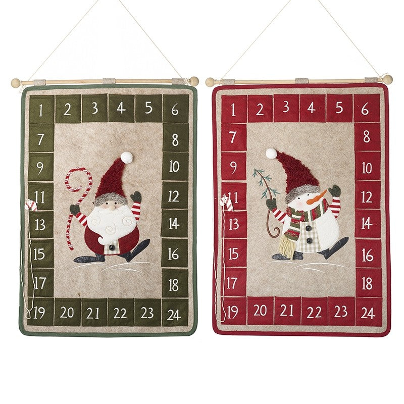 RL SANTA & SNOWMAN HANGING FABRIC ADVENTS