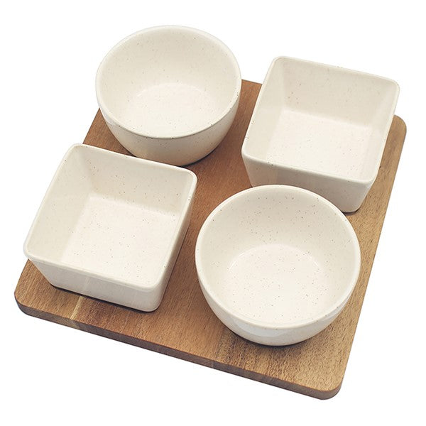 JD Elements Cream 4 Dish on Tray