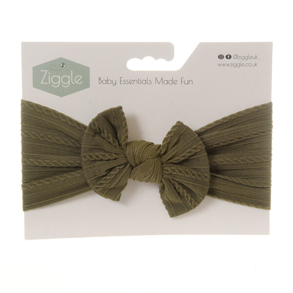 Ziggle Olive Top Bow Turban Headband