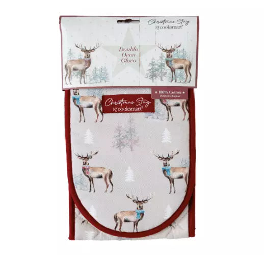 COOKSMART CHRISTMAS STAG DOUBLE OVEN GLOVE