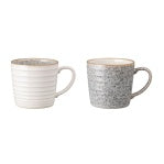 DENBY STUDIO GREY SET OF 2 RIDGED MUGS